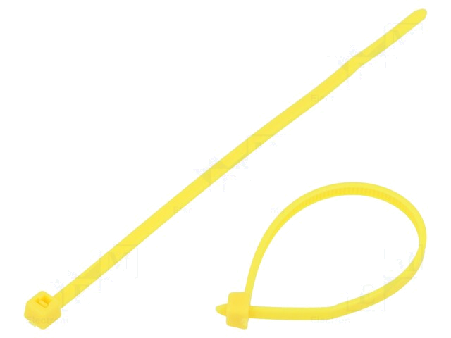 Kabelbinder; L: 100mm; W: 2,45mm; polyamide; 80N; geel; Ømax: 22mm Kabelbinder; L: 100mm; W: 2,45mm; polyamide; 80N; geel; Ømax: 22mm